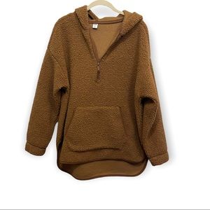 Old Navy Cozy Teddy Sherpa Half-Zip Tunic Hoodie Size Medium